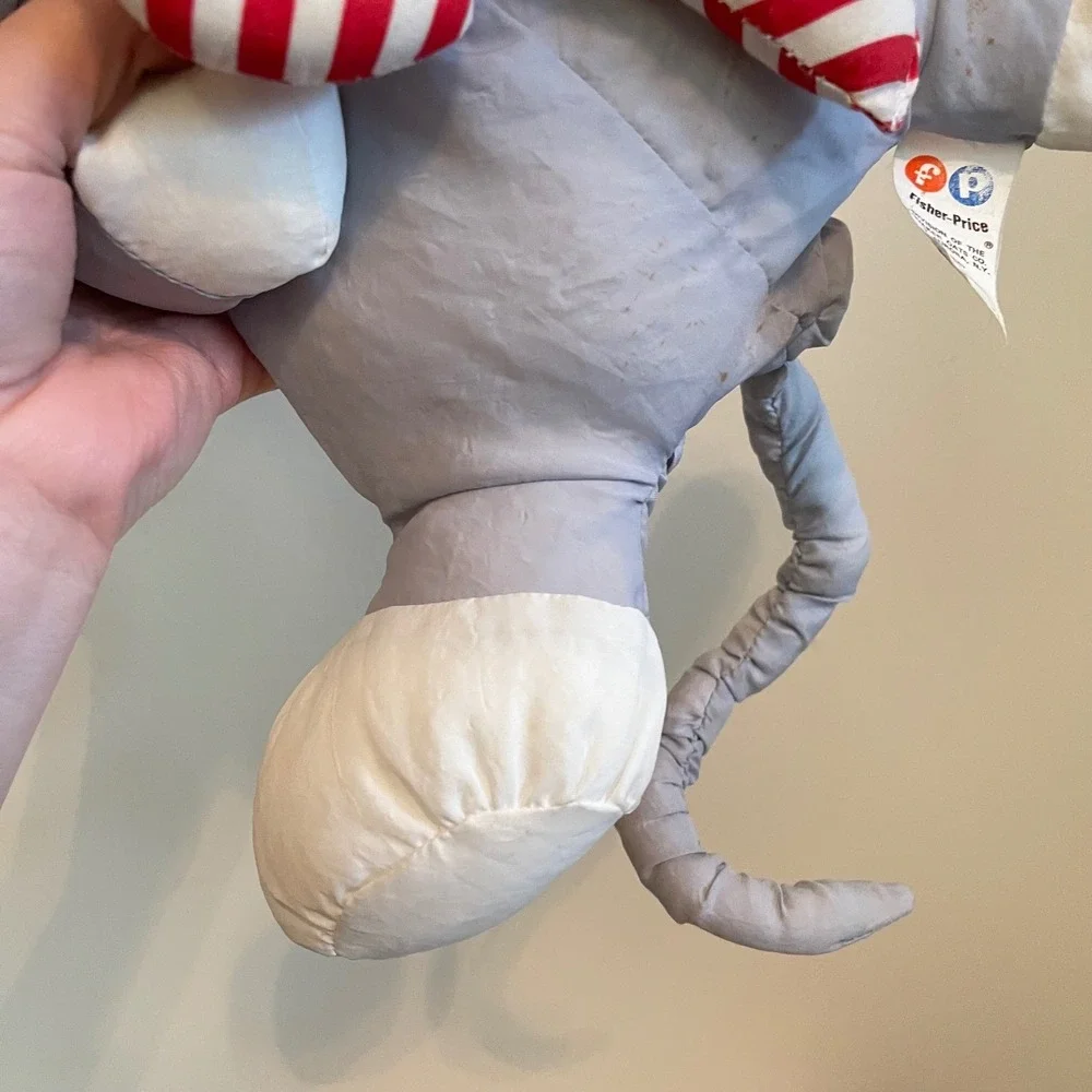 VTG 1991 Fisher-Price Christmas Puffalump‎ White Bear Grey Mouse Plush Santa